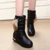 Boots Shoes For Woman Furry Platform Women's Snow Elegant With Medium Heels Chunky White Mid Calf Rhinestone Half High Plush Y2k