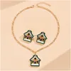 Boucles D'oreilles Collier Européen Et Américain Transfrontalier Nouveaux Produits Noël Maison Série Ensemble De Mode Simple Bijoux Femme Dhgarden Dh9Zb