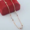 Collana con orecchini da donna con perline con zirconi cubici, bracciale con gioielli in oro rosa 585