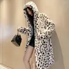 Giacca lunga in peluche con motivo leopardato da donna in pelliccia 2023 invernale allentata