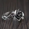 Cluster Rings S925 Silver Rose Ring Wholesale Antique Retro Style Female Fashion Gift