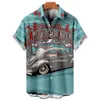 Camisas casuais masculinas Retro Hawaiian Man Car 3D Print Short Slave Lapeel camisa para homens moda Harajuk roupas masculinas de grandes dimensões 230421