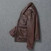 Męska skóra sztuczna oryginalna retro oldfodowana motocyklowa kurtka motocyklowa Pure Head Layer Cowhide Slimfit Lapel Coat Casual Trend 231120