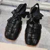 Sandali fatti a mano scarpe basse lavorate a maglia per le donne 2023 Primavera Estate stile spagnolo Trendy confortevole pelle di pecora Zapatos Mujer