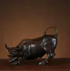 8Inch Arts and Crafts Big Wall Street Bronze Fierce Bull Ox Statue