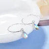 Pendientes de tuerca piedra lunar lágrima gota de agua cristal pendiente facetado gancho para la oreja para mujer boda fiesta colgante joyería regalo