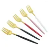 Ensembles de vaisselle ensemble de fourchettes en acier inoxydable or noir gâteau aux fruits manche court pour El Party accessoires de cuisine couverts