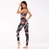 Yoga kläder Li-Fi Kvinnor Floral Set Halter Crop Top Sleeveless Tight Slim Training Suits Push Up Running Workout Fitness Gym Wear1