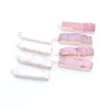 Pendanthalsband 1pc White Rose Pink Crystal Druzy Gems Rectangle Natural Stone Gold Plating Charms Geode Drusy för halsband