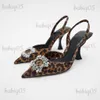 Robe chaussures femmes pointues strass brillants léopard chaussures à talons hauts traf 2023 mode d'été slingback pompes à talons hauts femme mules T231121