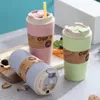 Mugs Bambu Fiber Portable Cup Creative Student Sports Water Cup Sealed Antiside Leakage Coffee Milk Portable Drink Cup Z0420