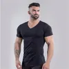 Heren T -shirts Brand Zomer Katoen T -shirt Vneck Fashion Design Slim Fit Soild Sports T -shirts mannelijke tops T -shirt voor korte mouwen voor 230420