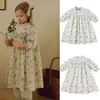 Conjuntos de roupas crianças roupas bene marca 2023 verão bebê meninas vestido bonito camisas saia moda flor manga longa topos criança outwear