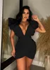 Повседневные платья Deep V Neck Mini Play Women Sexy Backcon Sexycon Summer Vestidos Fashion Draped Party Club -одежда элегантная