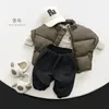Waistcoat 2023 Korean Winter Children Boy Vest Parka Bomull vadderad tjockare varm spädbarnsutkläder Retro Casual Solid Kid Jacket 231121