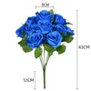 Hot Selling High Quality Artificial Silk Rose Flower Bouquet 10 Roses For Home Festival Christmas Decoration Wedding Party Centerpiece Valentine's Day Bouquet Gift