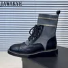 Boots Designer Brand Wool Ankle Flat Shoes Round Heel Lace Up Motorcykel 2024 Spår Varma strumpor Boot 231121