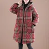 Feminino para baixo algodão de comprimento médio com capuz senhoras jaqueta 2023 inverno emenda retro lingge mais veludo engrossar manter quente solto casaco feminino