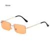 Sunglasses Fashion Rimless Small Square For Women 2023 Frameless Rectangle Clear Red Yellow Sun Glasses Eyewear UV400