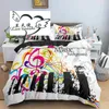 Bedding sets Bedding Sets Piano Music King Queen Duvet Cover Musical Notes Set For Kids Teens Girls Black And White Keys 2/3pcs Quilt