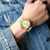 Zegarek Sanda Men kwarc sportowy zegarek mody mody Casual męski zegar chronograf świetliste palce 50m wodoodporne Relogio Masculino 3212
