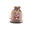 Jewelry Pouches 2023 Christmas Gift Packaging Bag Candy Cookie Busicuit Pouch Jute Drawstring Burlap For Festival Eco-friendly Multiple Size