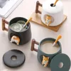 Mugs Home Decoration Cute Cartoon Animal Shiba Inu Ceramic Mug Creative Christmas Valentine Gift Couple With Lid Spoon Coffee Cup M97 231120