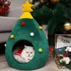 kennels pens Merry Christmas Dog Cat Bed House Winter Warm Christmas Tree Dog Cat Home Soft Nest Pet Bed Cat Cave Tent Litter Box Pet Mat Pad 231120