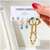 Dangle Kroonluchter Mode Overdreven Goud Kleur Metalen Parel Oorbellen Voor Vrouwen Geometrisch Gedraaid Vintage Hoop Earring Jood Dhgarden Ot5Gj