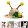 Abbigliamento per cani Cappello Berretto per animali domestici Gatto di paglia Sombrero Vestito estivo Festa Cucciolo Sole Regolabile Copricapo da spiaggia Forniture Grooming Cappellino da sole Bello