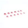 False Nails 24Pcs Simple And Reusable Scrub Love Heart White Peach Blush Smudge Fake Wearable Nail Art