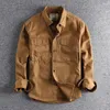 Men's Casual Shirts Retro Long Sleeve Cargo Shirt Men Spring Canvas Cotton Military Uniform Light Work Safari Top Outwear Jacket