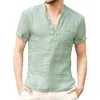Mens Tshirts Summer Shortsleeved Tshirt Cotton and Linen Led Casual Shirt Male Breattable S3XL 230420