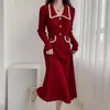 Abiti casual Abito lungo lavorato a maglia bianco Donna Moda coreana Maglione sottile Stile francese elegante Donna magra vintage