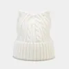 Berets Autumn Winter Sweet Cute Ears Angora Fur Wool Beanie Hat Female Korean Version Fashion Warm Twist Knitted Cold