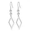 Stud Earrings Exquisite Female 925 Sterling Silver Geometric Mosaic Cubic Zircon Long Tassel For Women Fashion Statement