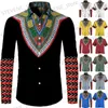 Camisas casuales para hombres Estilo étnico Camisa con botones para hombres Casual Dashiki Estampado africano Cuello vuelto Tops de manga corta / larga Moda Hombres Mujeres Streetwear T231121