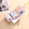 Card Holders Short Purse Embroidery Coin Multi-slot Buckle Zipper Bag Money Clip