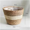 Planters & Pots Nordic Handmade St Storage Basket Indoor Outdoor Flower Pot Plant Container Home Living Room Decoration Drop Delivery Dhnfl