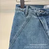 Damesjeans Designer Hoge kwaliteit lente/zomer 2023 nieuwe Luojia achterzak geborduurd leer merk schuine rits denim rok voor dames VTPT