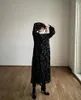 Casual Dresses Vintage Flocking Floral Print Black Dress Long One Piece Princess Lantern Sleeve Robe Longue Vestido Largo