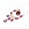 Pendant Necklaces 14K Color Gold Plated Rose Russian 585 Purple Luxurious Smoky Stone Necklace Fashionable And Classic Jewelry Set