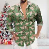 Camisas informales para hombre, blusas y estampados navideños para vacaciones, Tops, camisa de vestir Formal de manga larga con un solo pecho, ropa para hombre