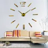 Bureau tafel klokken verkoop wandklok horloge klokken 3d diy acryl spiegel stickers woonkamer quartz naald Europa horloge 230420