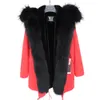 レディースダウンパーカスマオマコンナチュラルリアルアライグマファーカラー冬服厚い温かいコートジャケット女性231120