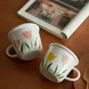 Mugs Korean Ins Tulip Coffee Cup Design Sense Niche Mug Afternoon Tea Exquisite Latte American