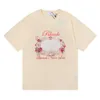 Niche 2022 Beauty Trend Rhude High-definition Rose Magic Mirror Gedrukt Unisex Casual T-shirt met ronde hals en korte mouwen