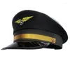 Bérets Élégant Capitaine Chapeau Aviation Avec Badge Réglable Octogonal