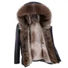 Women's Fur Faux rabbit fur liner pie overcoming midlength hooded raccoon collar coat men 231121