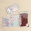 Zip Bags Aluminum Foil Hologram Food Mylar Pouch Small Water Proof Zipper Reclosable Pouches Plastic Self Seal Bag